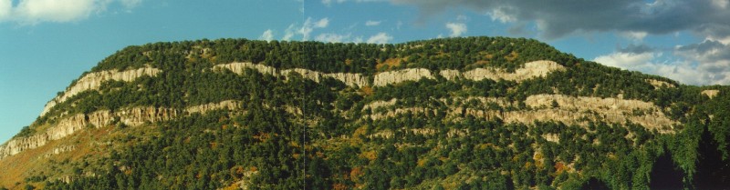 the cliff band seen from the road