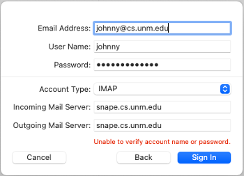 Apple Mail Account Details