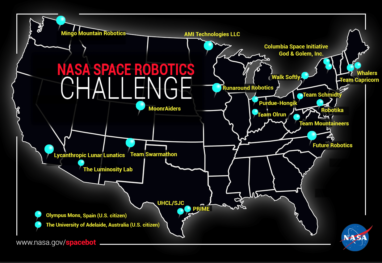 image that shows a United States map of participating teams