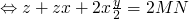 $\Leftrightarrow z + zx + 2x \frac{y}{2} = 2MN$