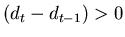 $(d_t - d_{t-1}) > 0$